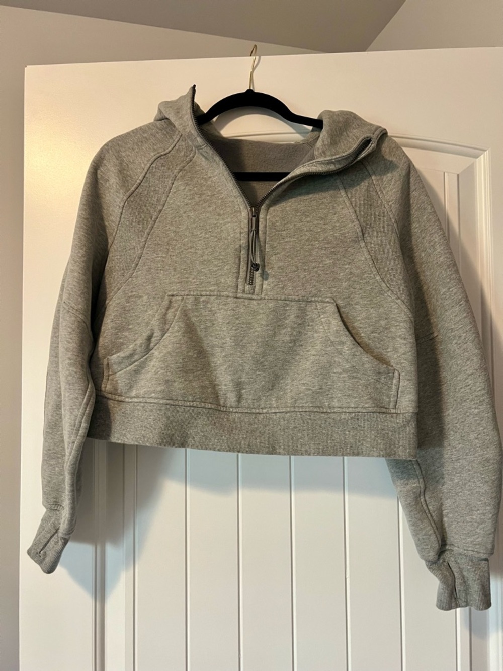 lululemon athletica Gray Cropped Half-Zip Hoodie